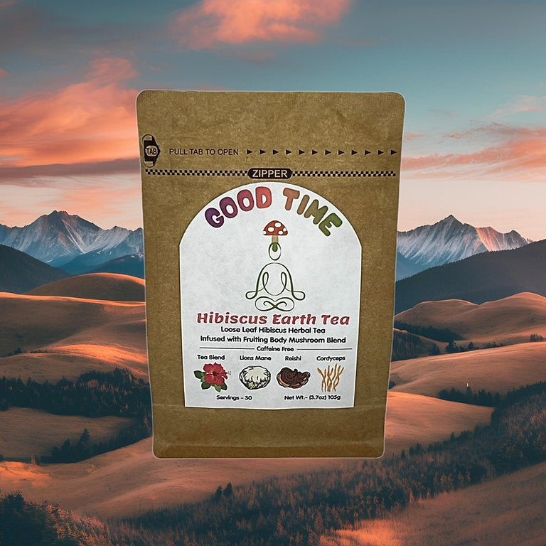 Hibiscus Earth Herbal Tea with Mushroom Blend: 30 Servings for Good Times