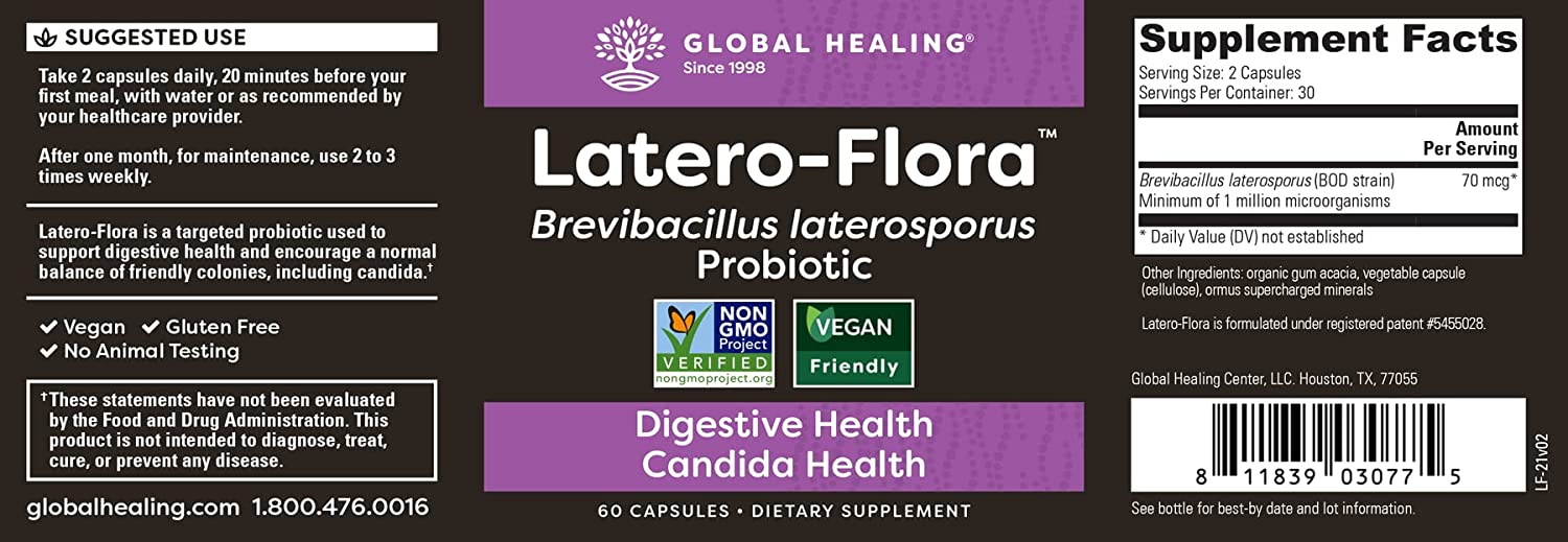 Latero-Flora 60 Vegan Capsules: The Ultimate Vegan Probiotic by Global Healing