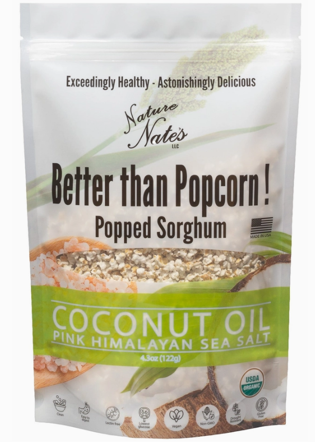 Nature Nate's Organic Popped Sorghum - 4.3 oz, Coconut Oil & Pink Himalayan Salt Delight
