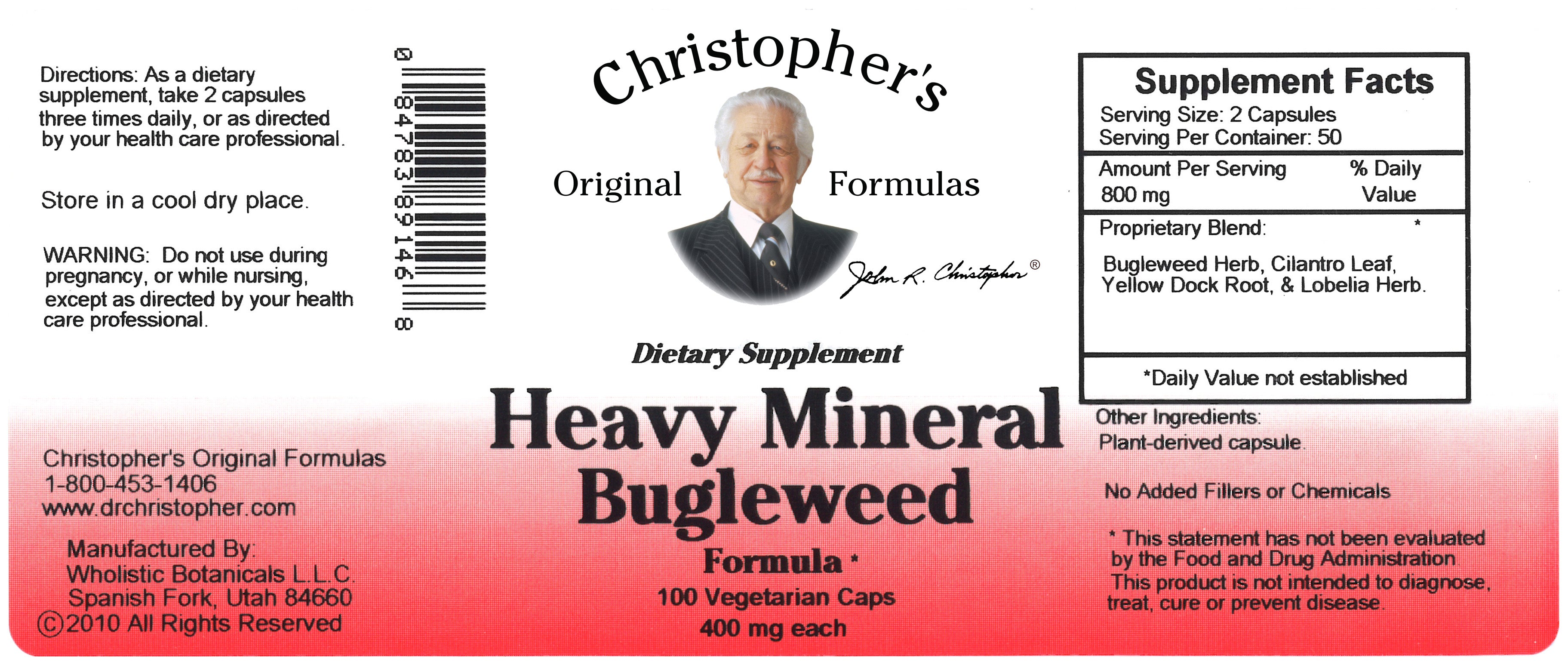 Christopher's Formulas Heavy Mineral Bugleweed - 100 Vegetarian Capsules for Powerful Detox Support