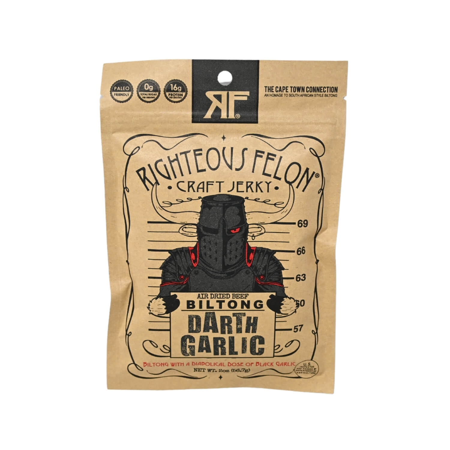 Darth Garlic Biltong Jerky - 2 oz Righteous Felon's Flavorful Craft Jerky