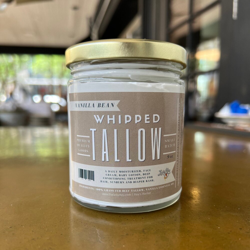 Lady May's Grass - Fed Whipped Vanilla Beef Tallow 9oz Jar: A Luxurious Skin Elixir