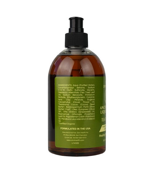 Zion Health's Exquisite 16 oz Ancient Clay Liquid Soap with Tea Tree Magic
