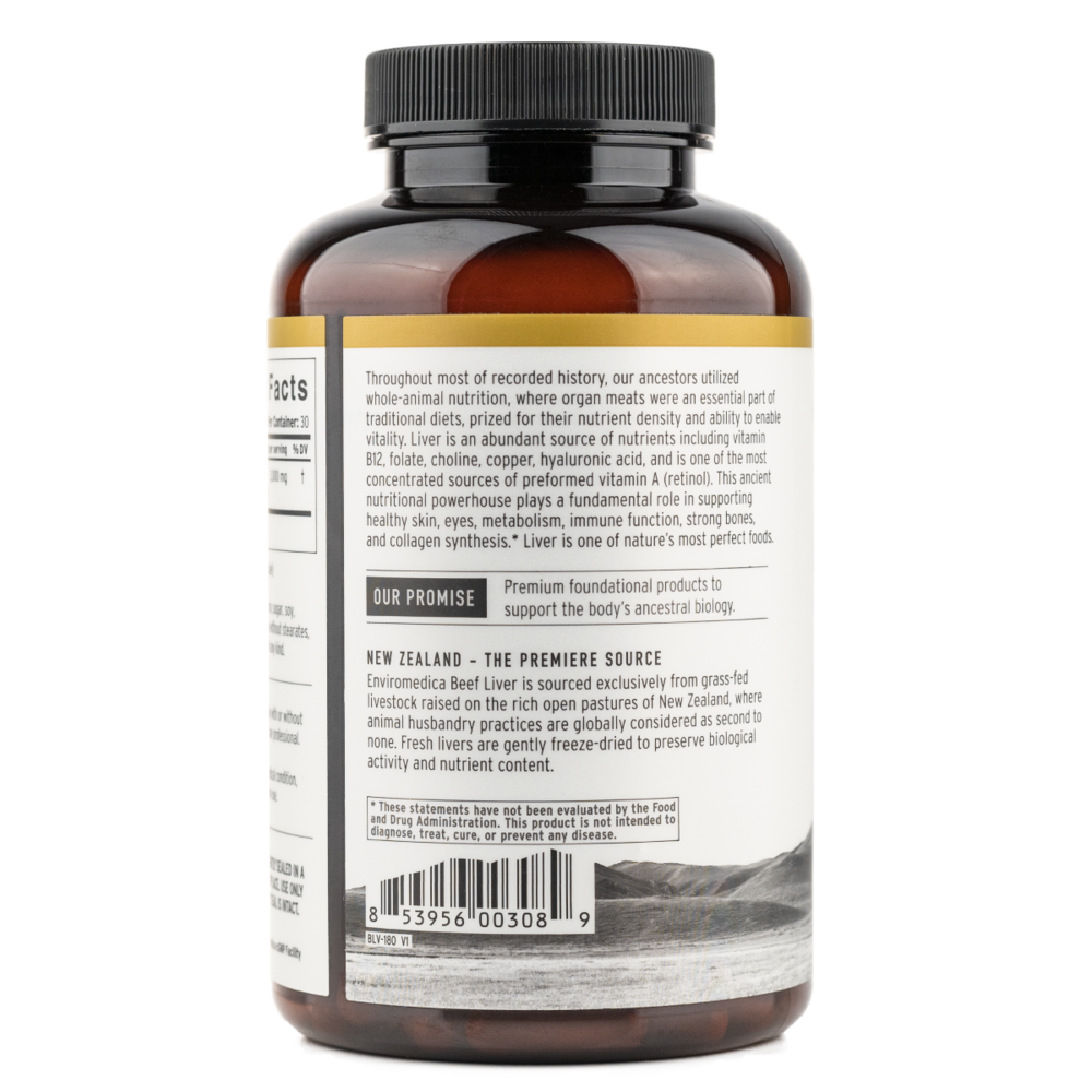 Enviromedica Pastured Beef Liver Capsules - 180 Count