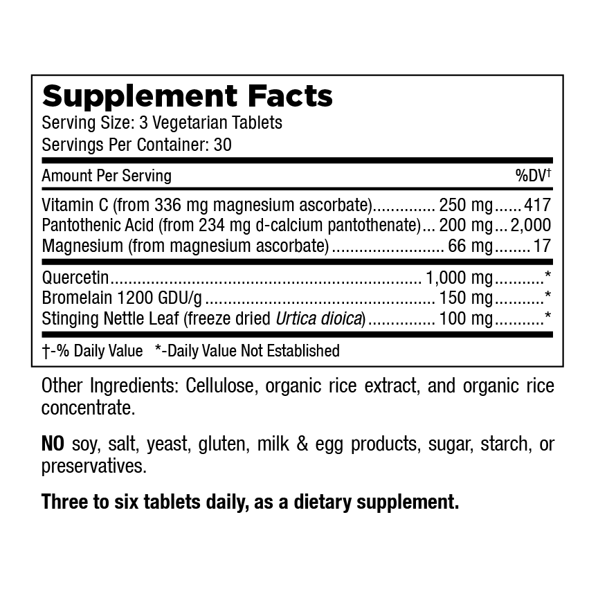 Highland Labs Quercetin Nettle Plus - 90 Vegetarian Capsules with Bromelain, B5 & C