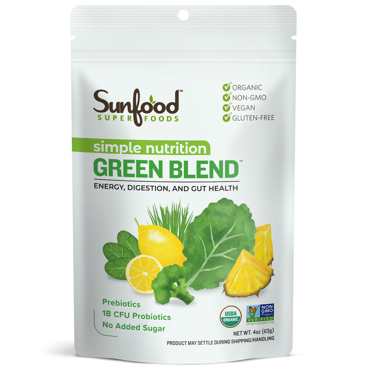 Sunfood's 4 oz Green Blend - Boost Energy, Improve Digestion & Gut Health