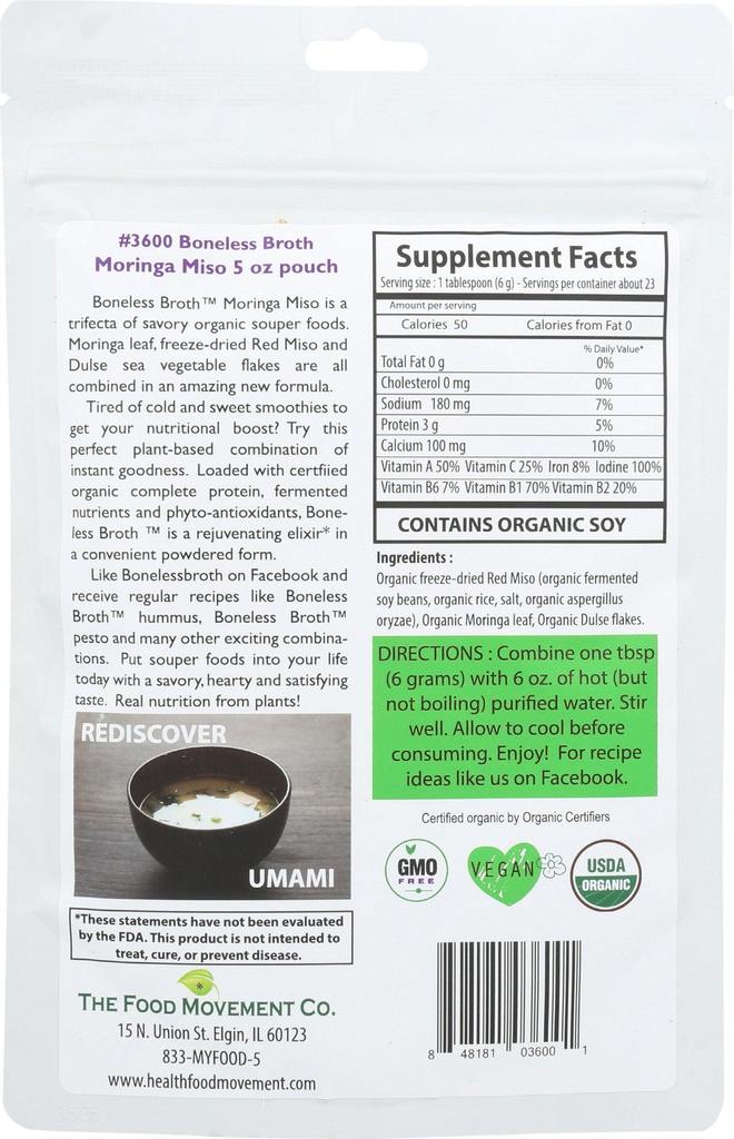 Organic & GMO-Free 5 oz Moringa Miso Boneless Broth - The Food Movement