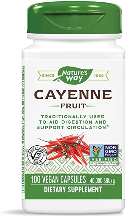 NATURES WAY CAYENNE - 100 Vegetarian Capsules: A Digestive and Circulatory Boost!