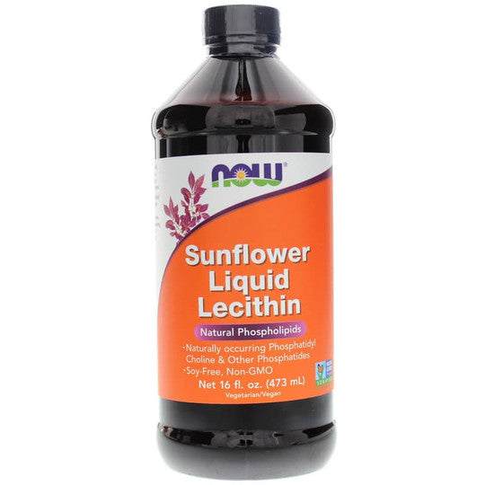 NOW Real Foods Sunflower Liquid Lecithin - 16 fluid oz of Natural Phospholipids