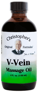 Dr Christopher's V-Vein Massage Oil - 4 oz for Vein Wellness