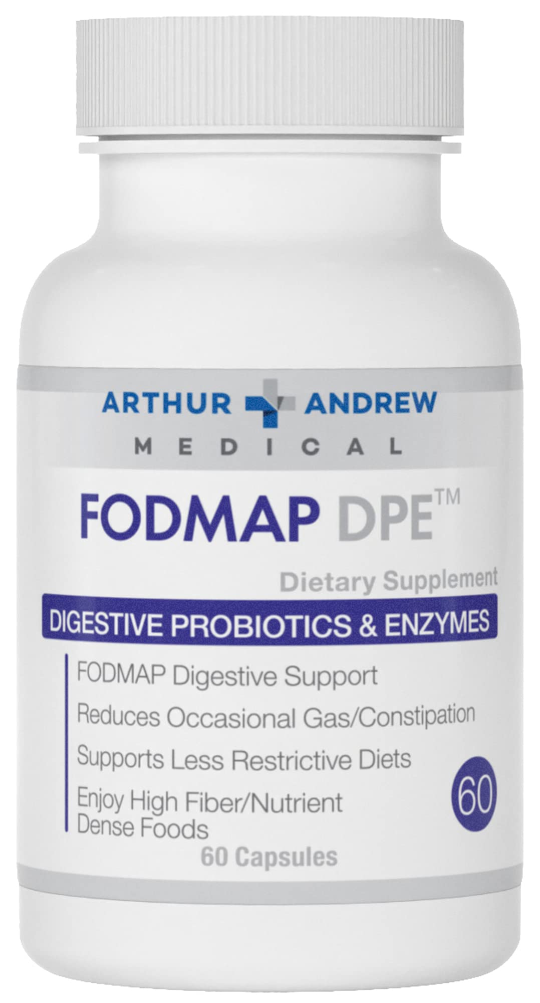 Revolutionary FODMAP DPE 60 Vegetarian Capsules - Digestive Enzymes & Probiotics by Arthur Andrew Medical
